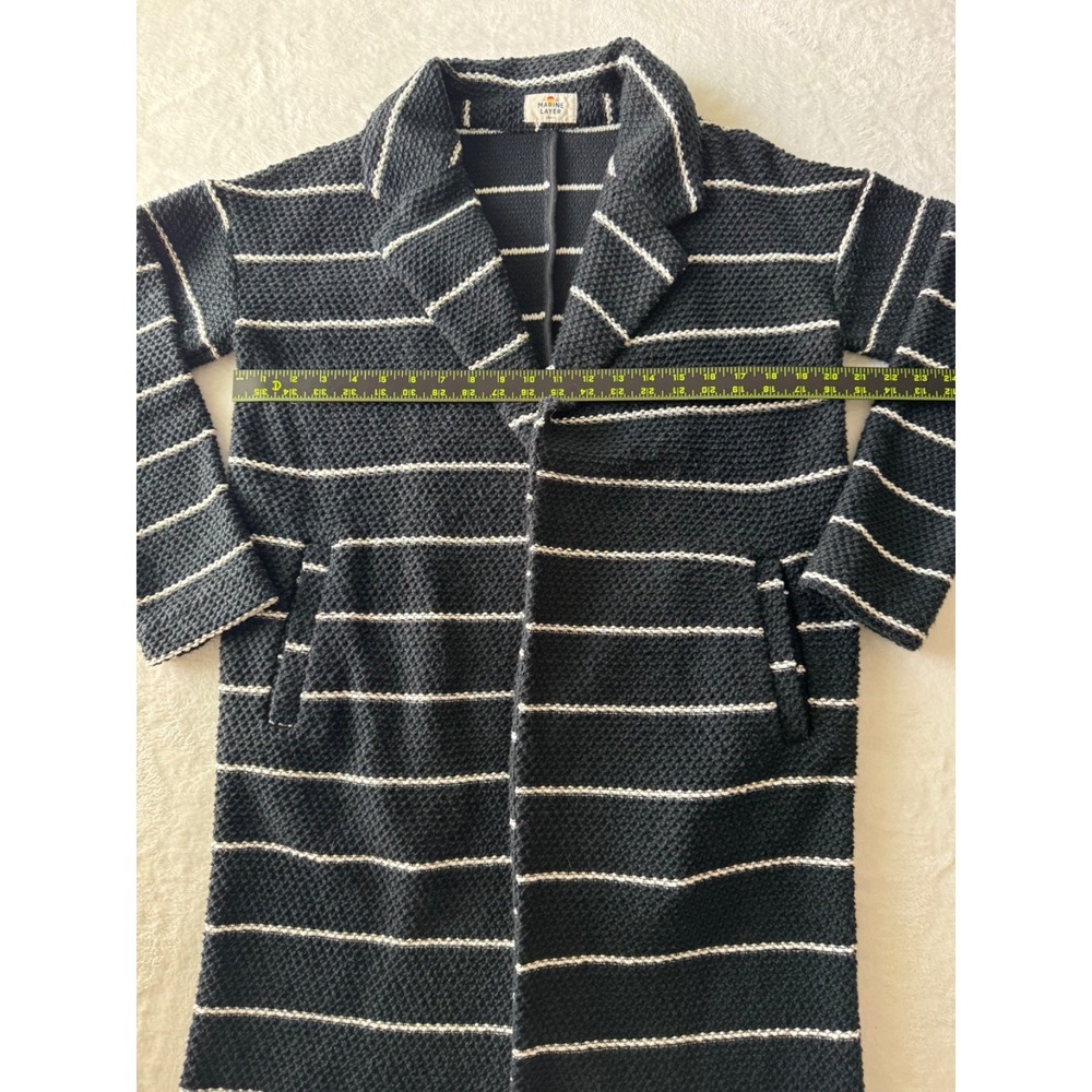 Marine Layer‎ Birdseye Coat Open Front Cardigan Black White Stripes Size Small - Picture 9 of 16